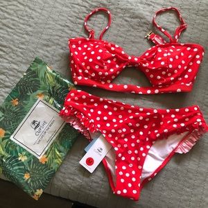 BRAND NEW! Red & white polka dot bikini